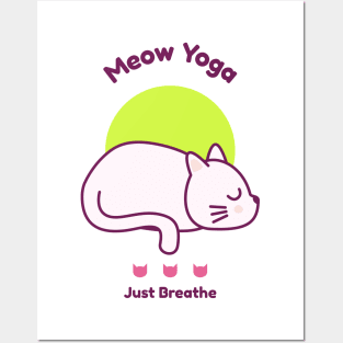 Meow Yoga Just Breathe Posters and Art